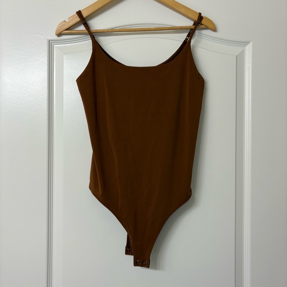 Express Burnt Orange Spaghetti Strap Bodysuit
